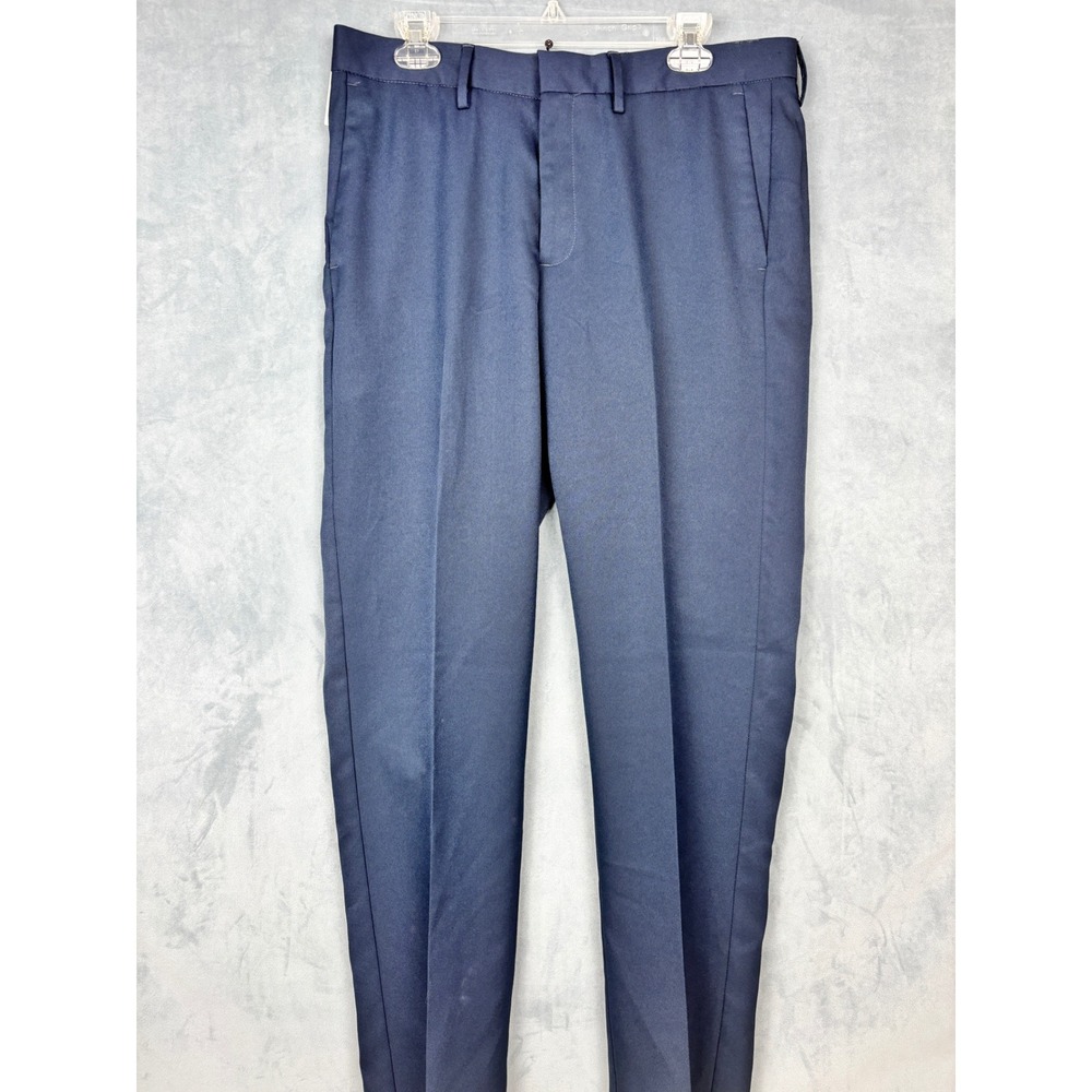 Kenneth Cole Reaction Mens Blue Stretch Slim Fit Gabardine Dress Pants 34x32